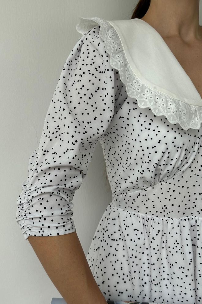 L&C White Polka Dot Fit And Flare Dress Wholesale Clothing Spring