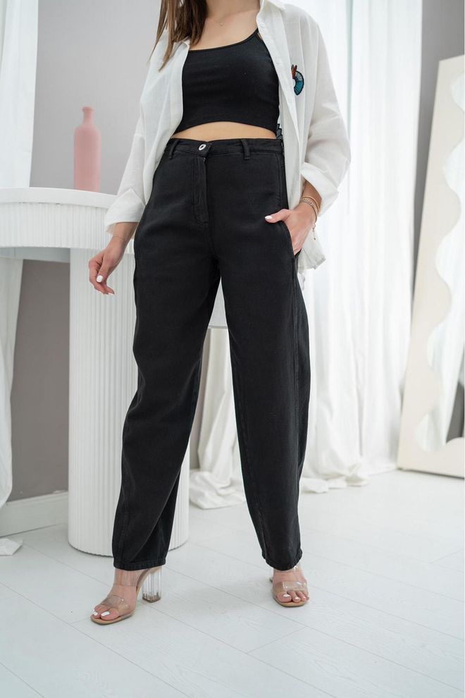 Elisa Pantaloni a vita alta Nero Abbigliamento all'ingrosso Casuale