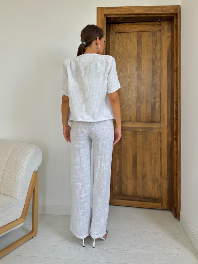 L&C Белый Элегантный Комплект В Клетку С Брюками Палаццо Оптовая продажа одежды 5