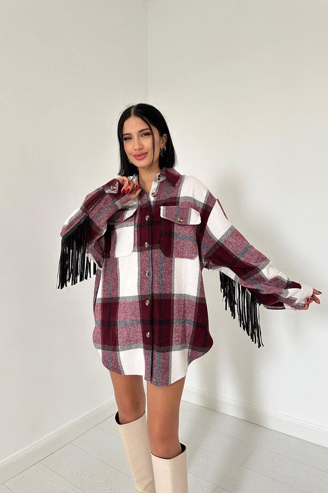 Elisa Camicia Con Nappe Sul Retro Rosso Bordeaux Abbigliamento all'ingrosso Casuale