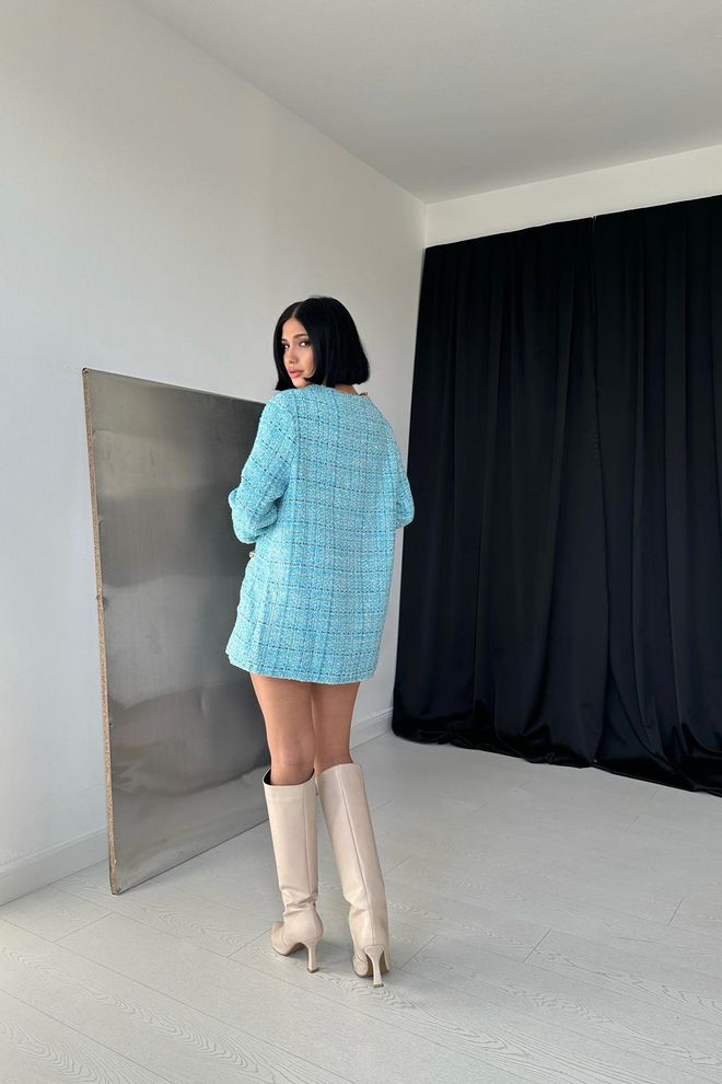 L&C Синий Клетчатый Однобортный Пальто С Клапанными Карманами Оптовая продажа одежды Весна