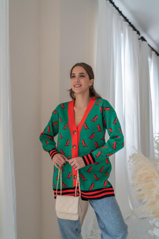 Elisa Cardigan fantasia Verde Abbigliamento all'ingrosso Casuale