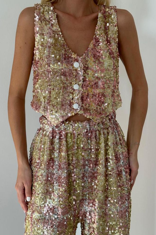 L&C جلس بريق أنيق ذهب ملابس بالجملة عيد ميلاد