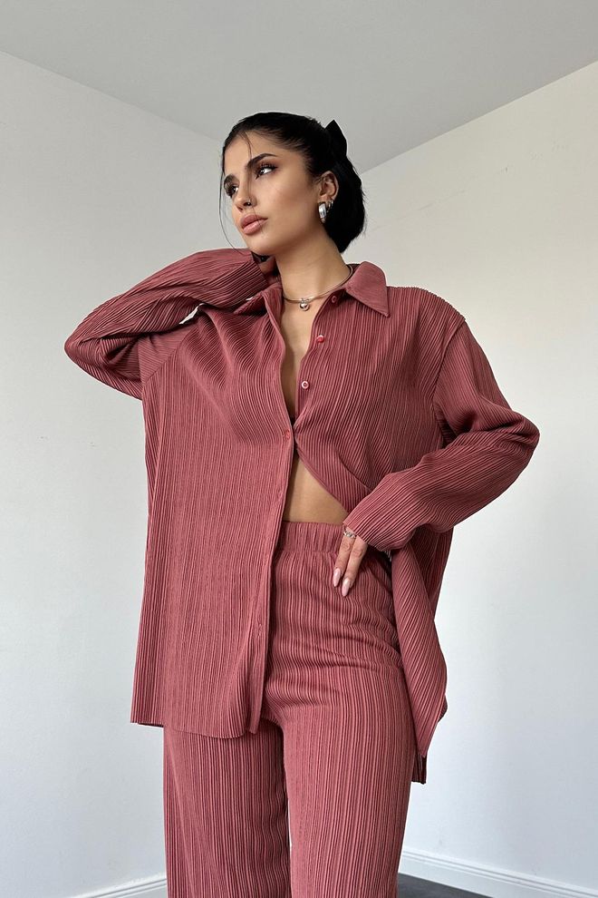 L&C Set Rosso A Strisce Vestibilità Oversize Con Palazzo Abbigliamento all'ingrosso Nessun tessuto