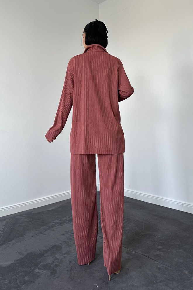 L&C Set Rosso A Strisce Vestibilità Oversize Con Palazzo Abbigliamento all'ingrosso Lavoro