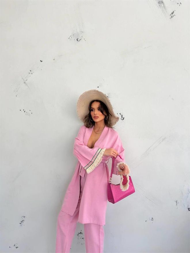 Ello Komplet Kimona Z Rokavi Na Resice Roza Oblačila na debelo Ležerno