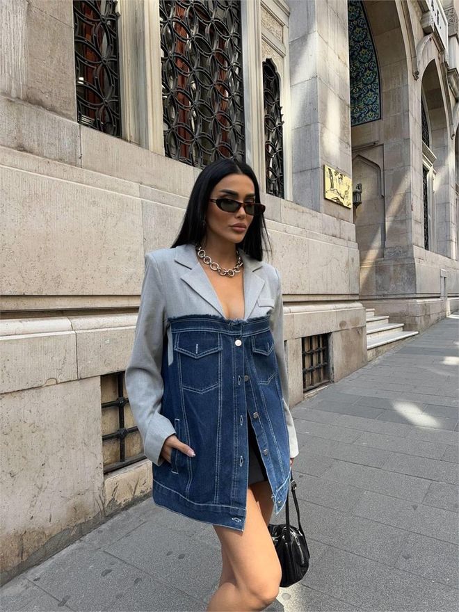 Ello Atlas Detail Denim Striukė Pilka Didmeninė prekyba drabužiais Kokteilinė