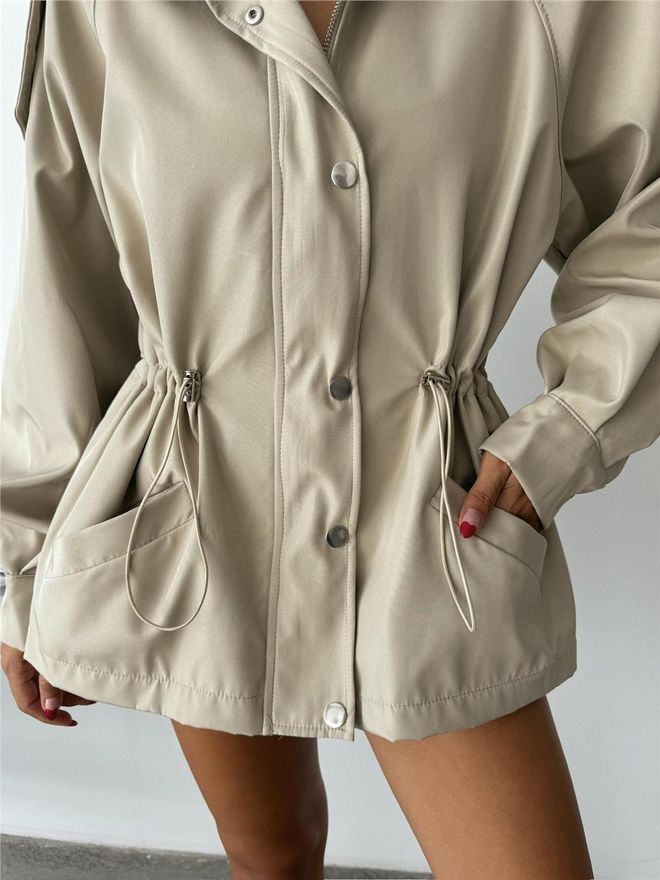 Ello Waist Drawstring Soft Fabric Coat Stone Wholesale Clothing Spring