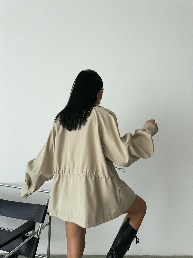 Ello Waist Drawstring Soft Fabric Coat Stone Wholesale Clothing Lycra