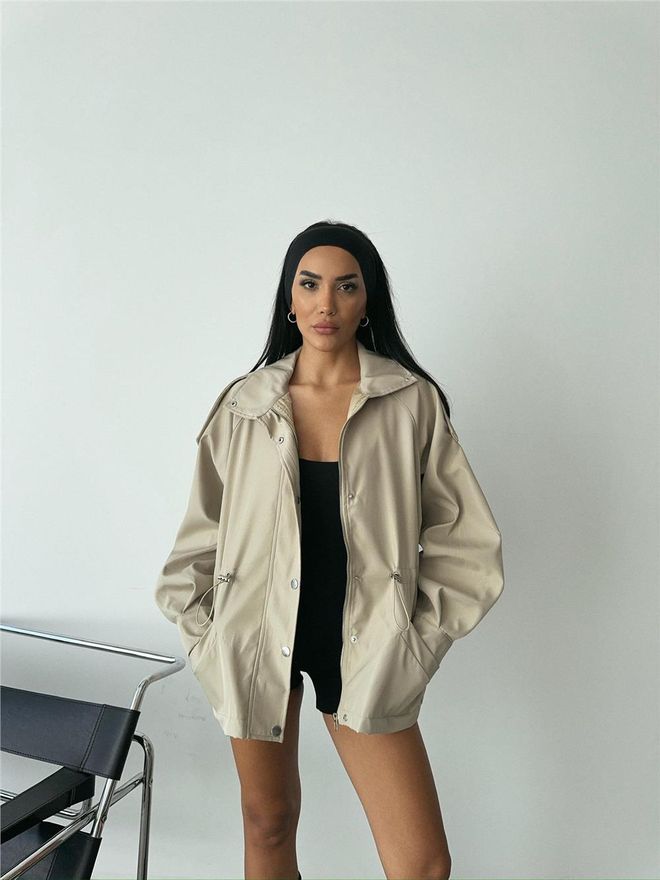 Ello Waist Drawstring Soft Fabric Coat Stone Wholesale Clothing Fall