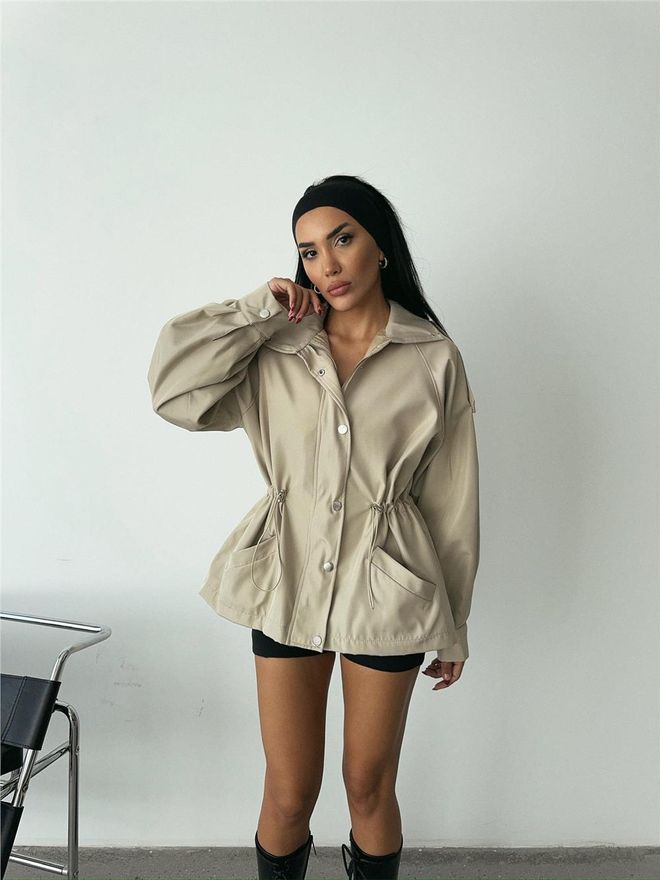 Ello Waist Drawstring Soft Fabric Coat Stone Wholesale Clothing 11