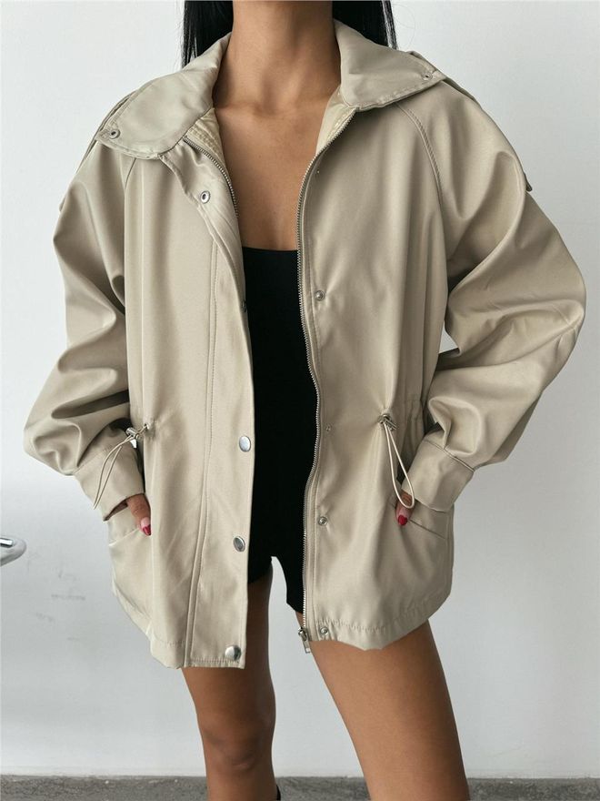 Ello Waist Drawstring Soft Fabric Coat Stone Wholesale Clothing 12