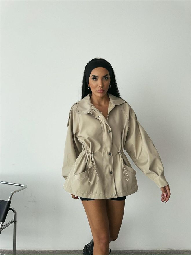 Ello Waist Drawstring Soft Fabric Coat Stone Wholesale Clothing Viscose