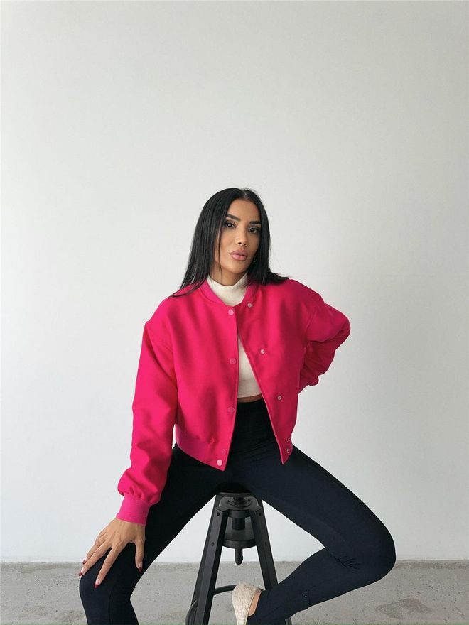 Ello Bomber Jacket Fuchsia Wholesale Clothing 6