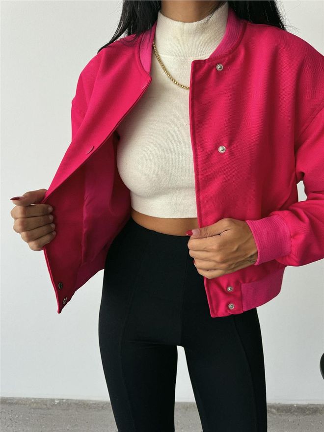Ello Bomber Jacket Fuchsia Wholesale Clothing 9