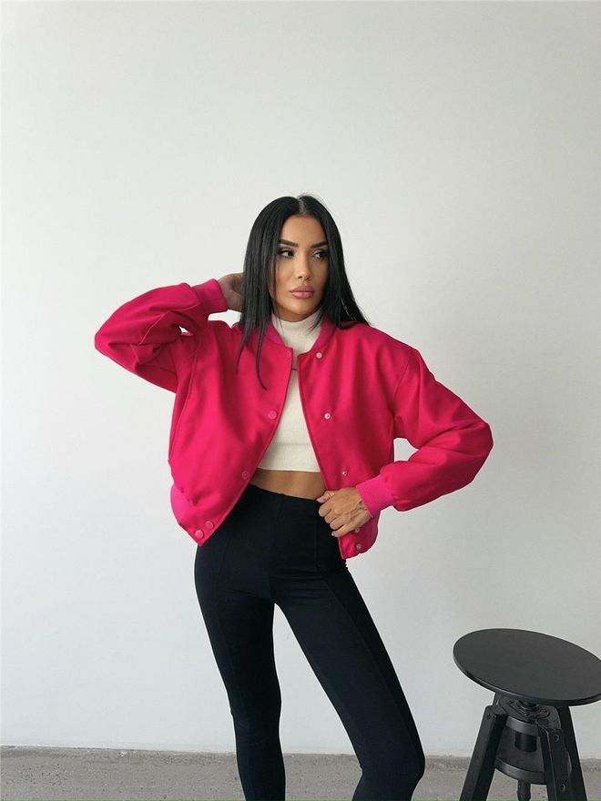 Ello Bomber Jacket Fuchsia Wholesale Clothing 2