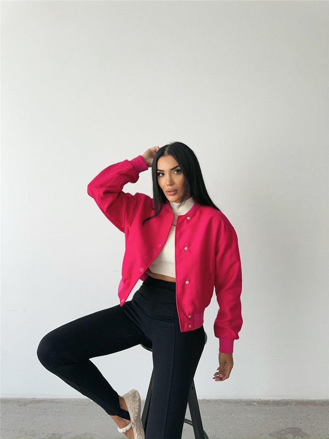 Ello Bomber Jacket Fuchsia Wholesale Clothing 8