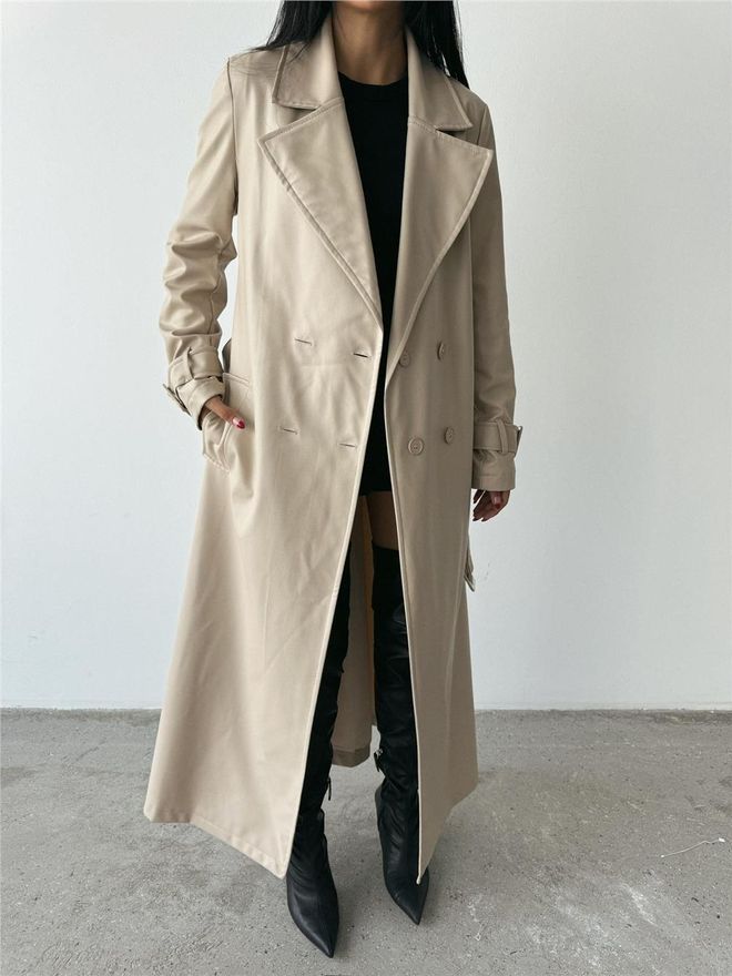 ESPADA Gabardine Bege Elegante Single Breasted Roupas por atacado Trabalho