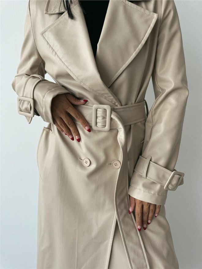 ESPADA Gabardine Bege Elegante Single Breasted Roupas por atacado Inverno