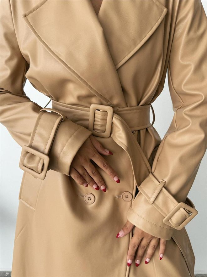 ESPADA Gabardine Bege Elegante Single Breasted Roupas por atacado Primavera