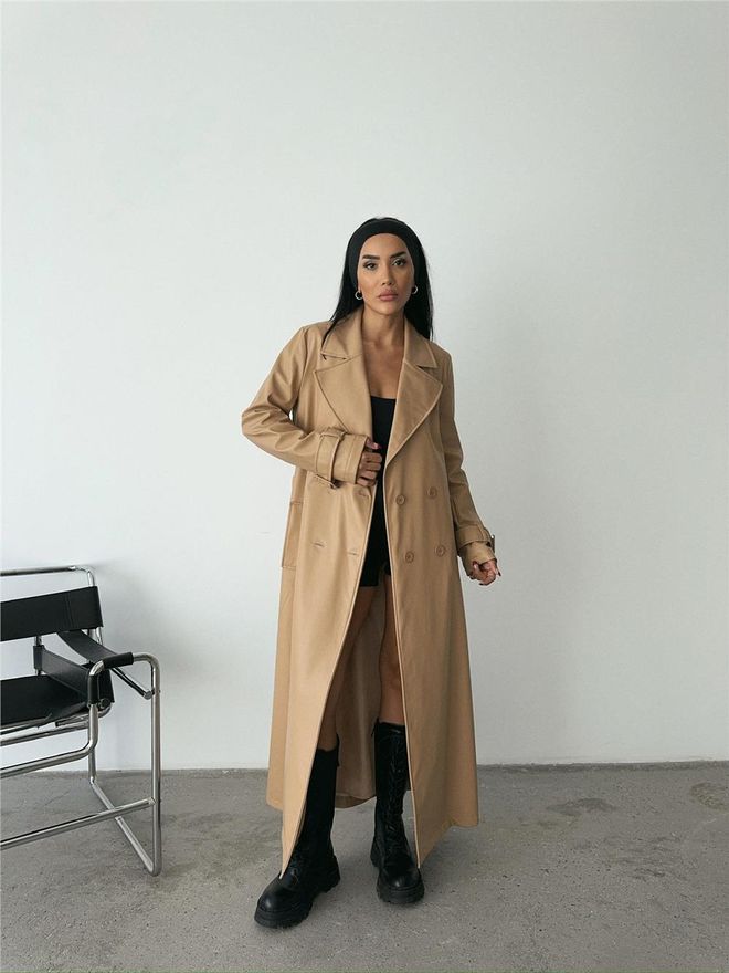 ESPADA Gabardine Bege Elegante Single Breasted Roupas por atacado Vintage