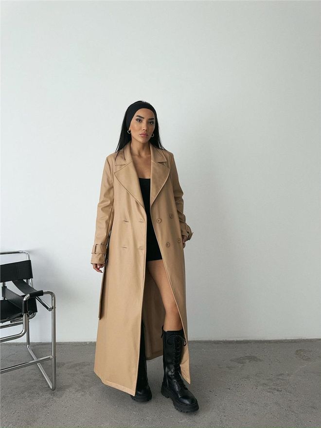 ESPADA Gabardine Bege Elegante Single Breasted Roupas por atacado Inverno