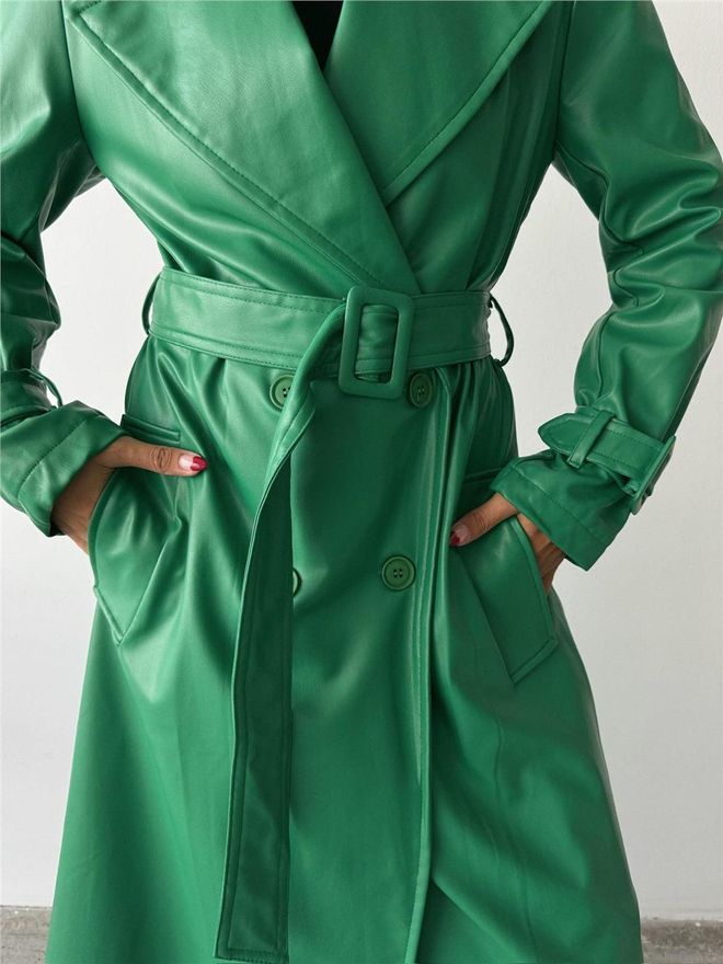 ESPADA Gabardine Verde Elegante Single Breasted Com Botões Roupas por atacado 9