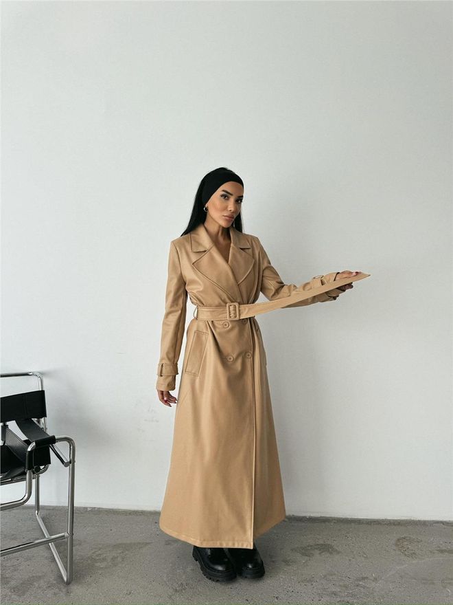 ESPADA Gabardine Bege Elegante Single Breasted Roupas por atacado Festa