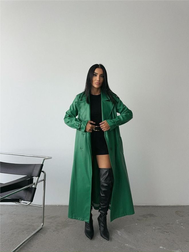 ESPADA Gabardine Verde Elegante Single Breasted Com Botões Roupas por atacado Vintage