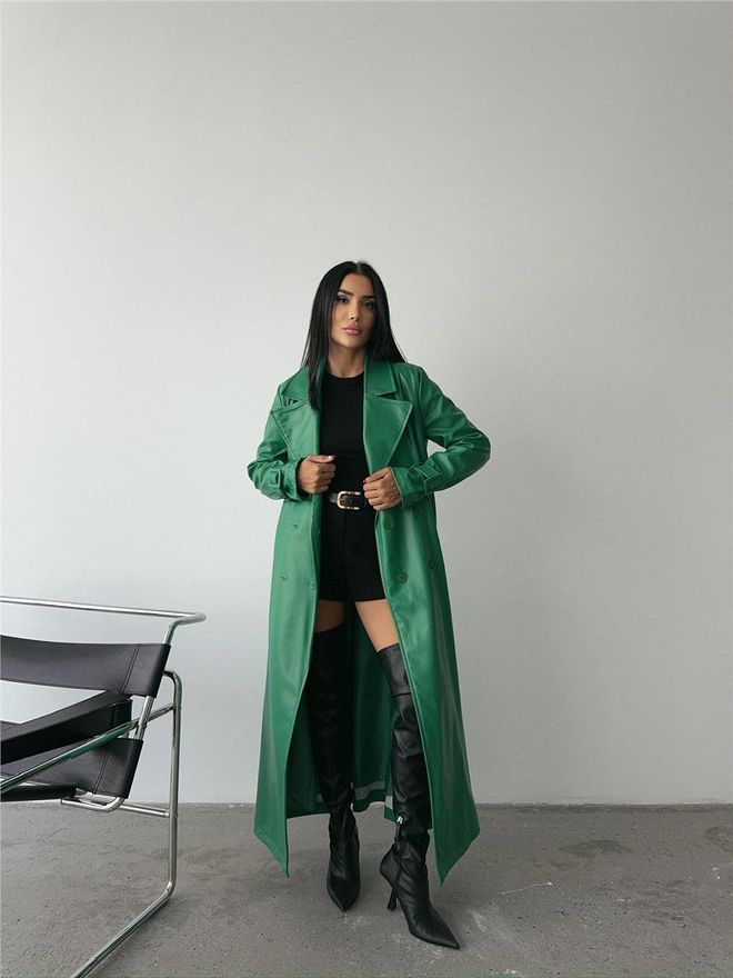 ESPADA Gabardine Verde Elegante Single Breasted Com Botões Roupas por atacado Primavera