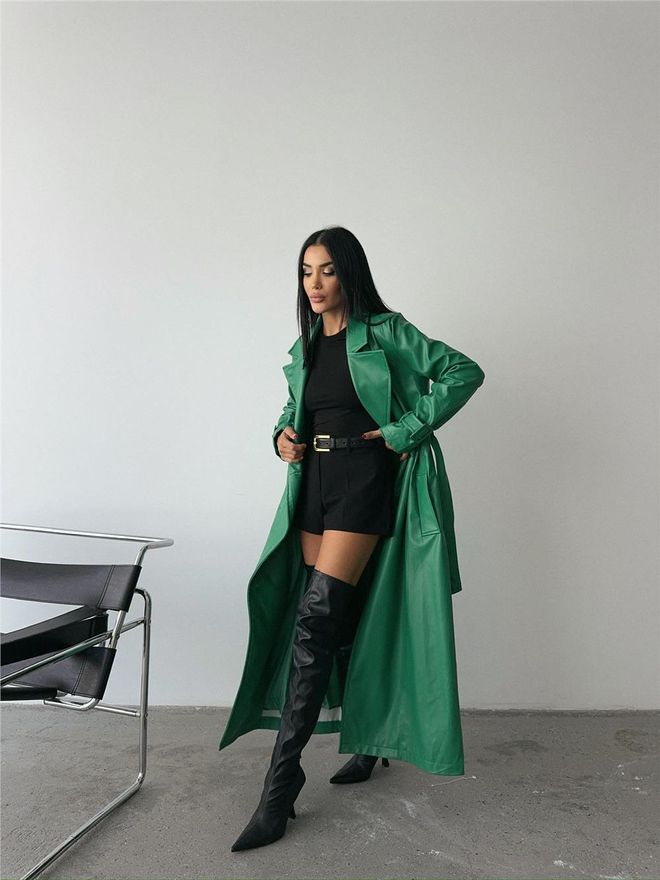 ESPADA Gabardine Verde Elegante Single Breasted Com Botões Roupas por atacado Inverno
