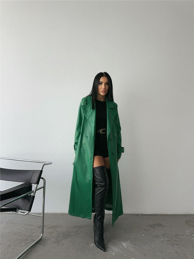 ESPADA Gabardine Verde Elegante Single Breasted Com Botões Roupas por atacado Natal