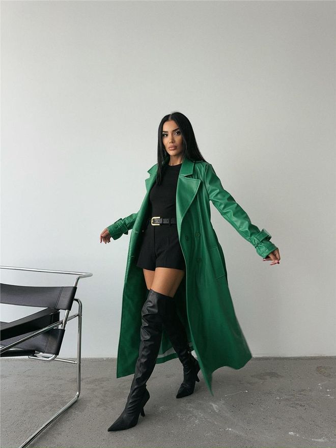 ESPADA Gabardine Verde Elegante Single Breasted Com Botões Roupas por atacado Formal
