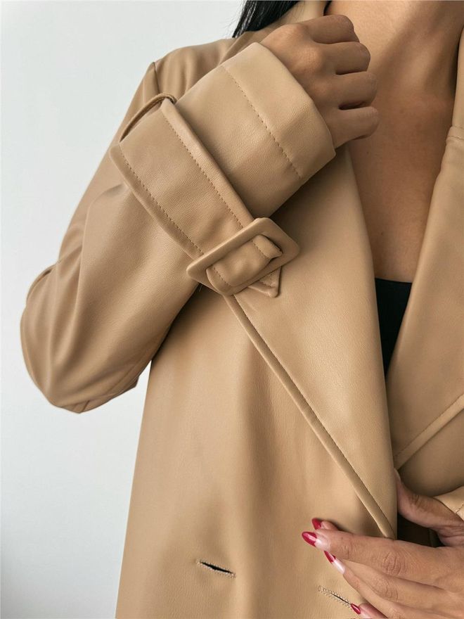 ESPADA Gabardine Bege Elegante Single Breasted Roupas por atacado Sensual
