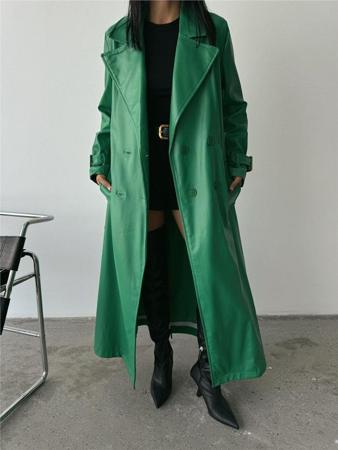 ESPADA Gabardine Verde Elegante Single Breasted Com Botões Roupas por atacado Sensual