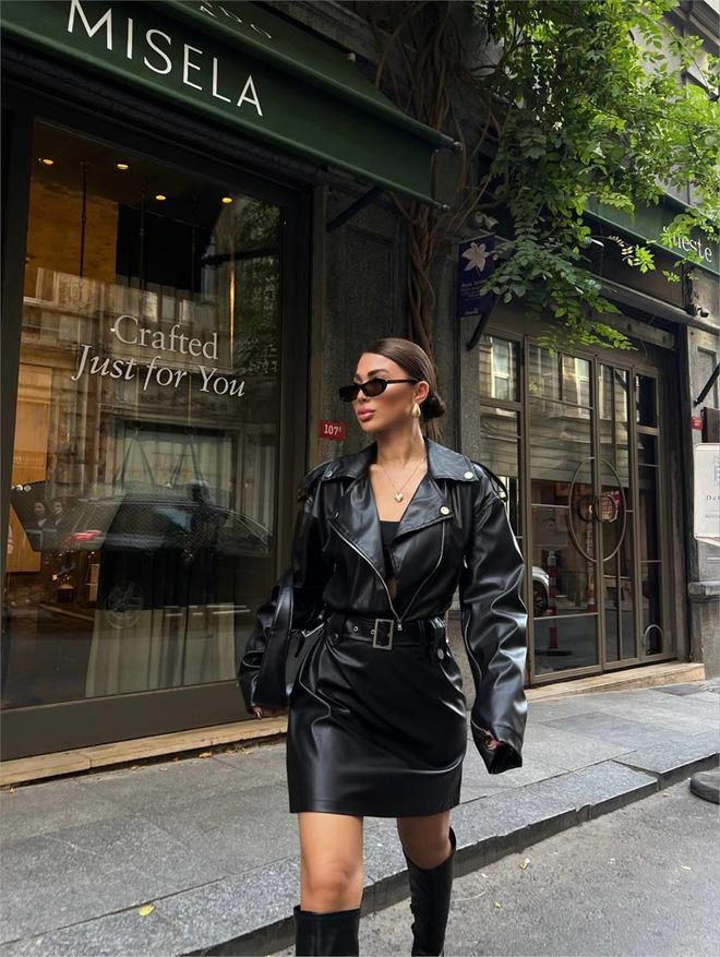 Ello Leather Jacket Look Dress Black Wholesale Clothing Gothic