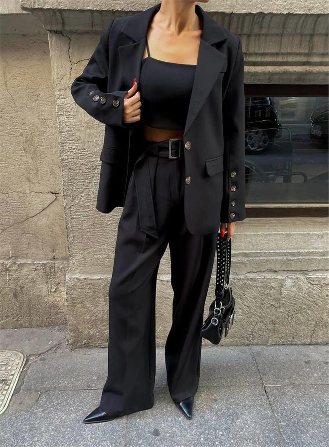 Ello بدلة ثلاث قطع مع جاكيت بليزر أسود ملابس بالجملة عيد ميلاد