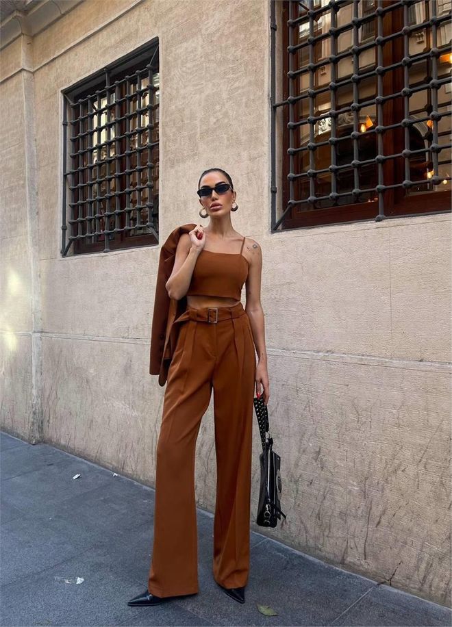 Ello بدلة ثلاث قطع مع جاكيت بليزر بني ملابس بالجملة 5