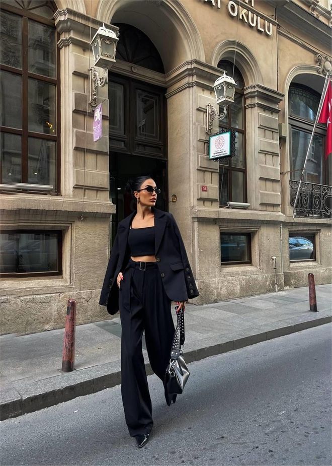 Ello بدلة ثلاث قطع مع جاكيت بليزر أسود ملابس بالجملة 6