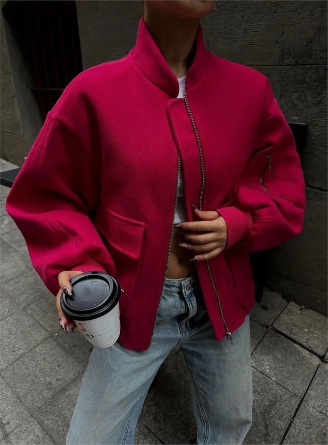 Ello Cachet Zipper Detail Jacket Fuchsia Wholesale Clothing No Fabric