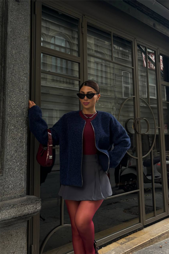 Ello Jakna S Patentnim Zatvaračem Tamnoplava Veleprodaja odjeće Ležerni