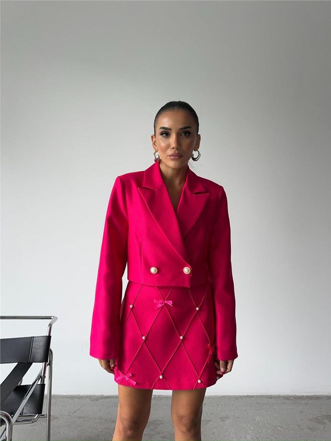 Ello Falda Corta Acolchada Con Detalle De Perlas Fucsia Ropa al por mayor Cumpleaños