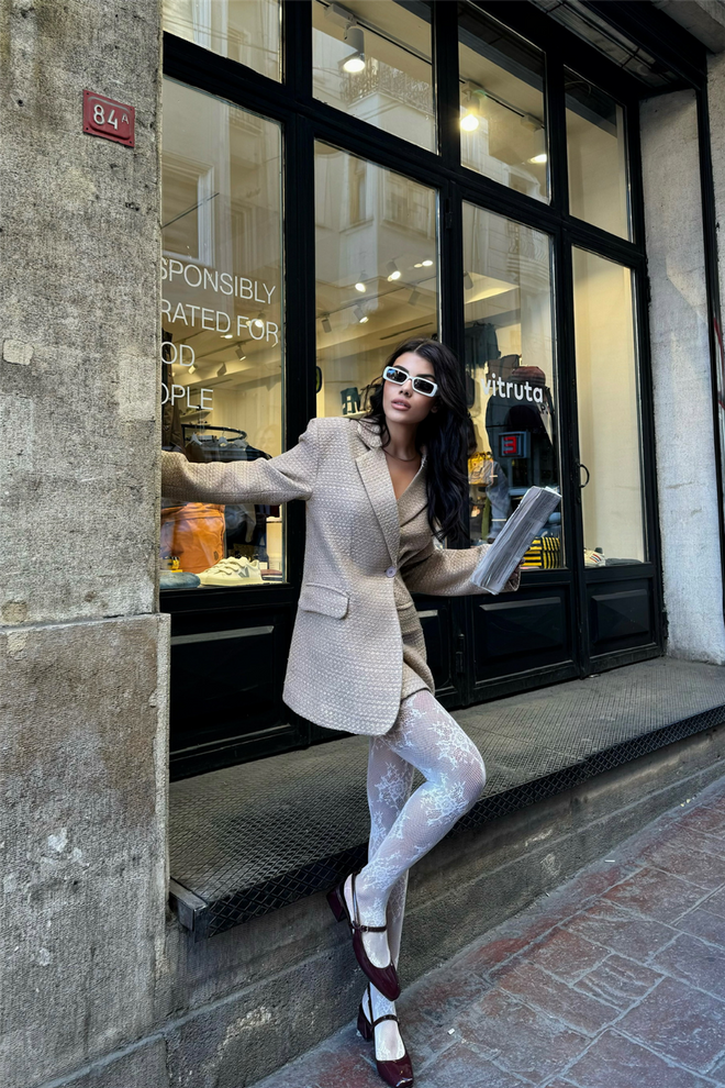 Ello Jacke Mit Einem Knopf – Beige Großhandelskleidung Formal