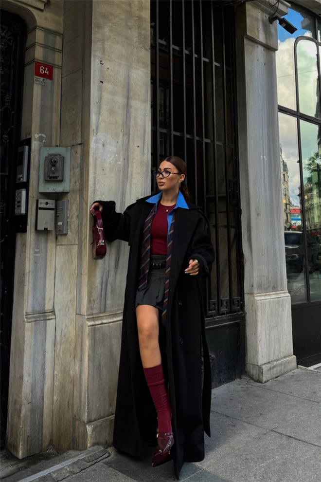 ESPADA Manteau Noir Élégant Oversize À Simple Boutonnage Vêtements en gros Travail