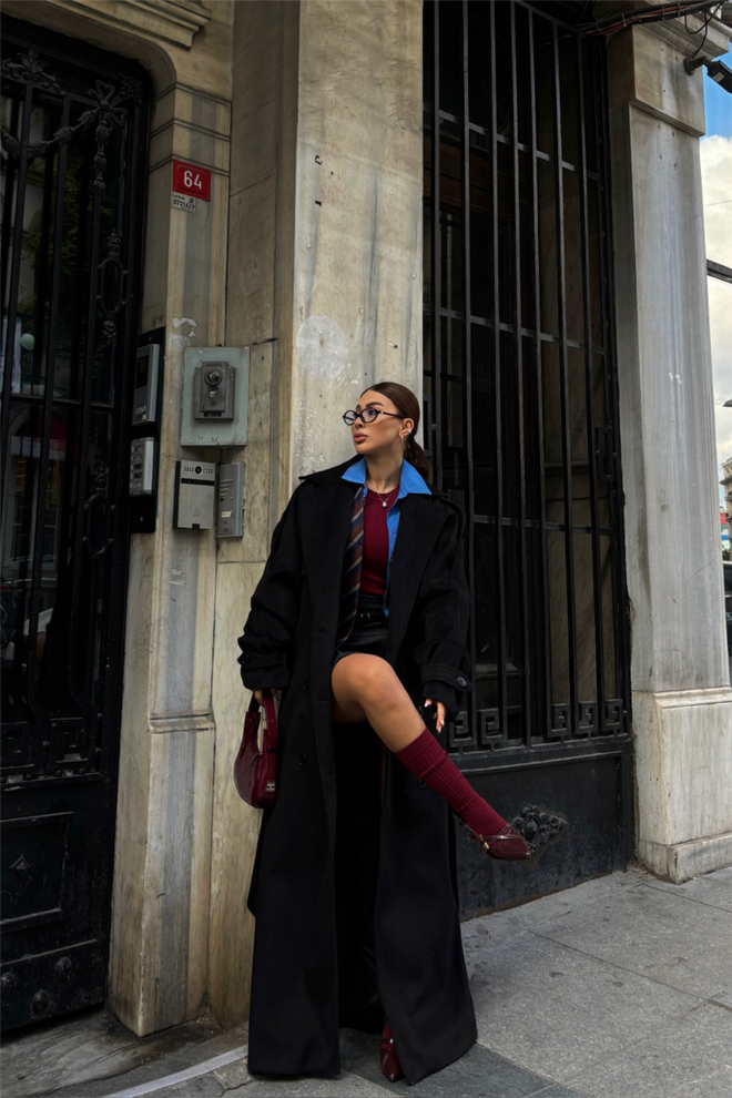 ESPADA Manteau Noir Élégant Oversize À Simple Boutonnage Vêtements en gros Hiver