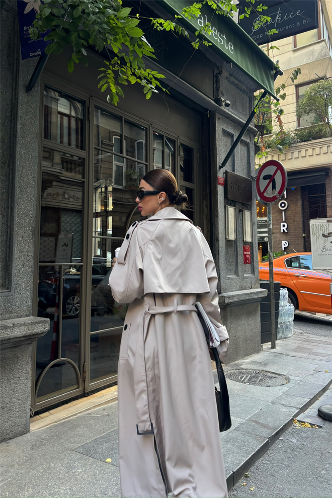 ESPADA Beige Double Breasted Wrapover Trenchcoat Wholesale Clothing Cocktail