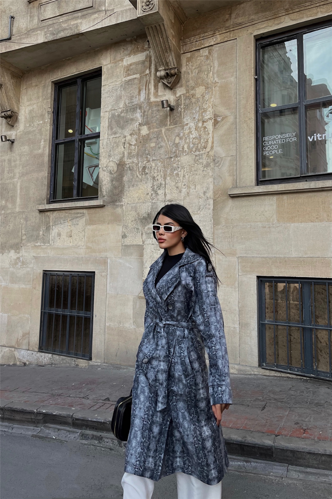 ESPADA Grey Elegant Single Breasted Trenchcoat Wholesale Clothing Work