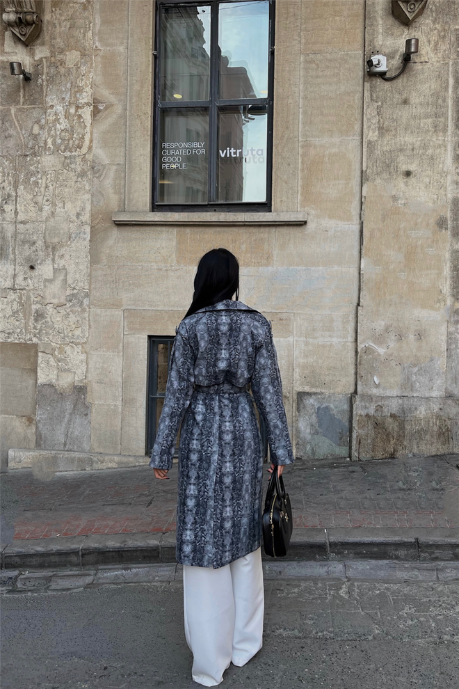 ESPADA Grey Elegant Single Breasted Trenchcoat Wholesale Clothing Streetwear