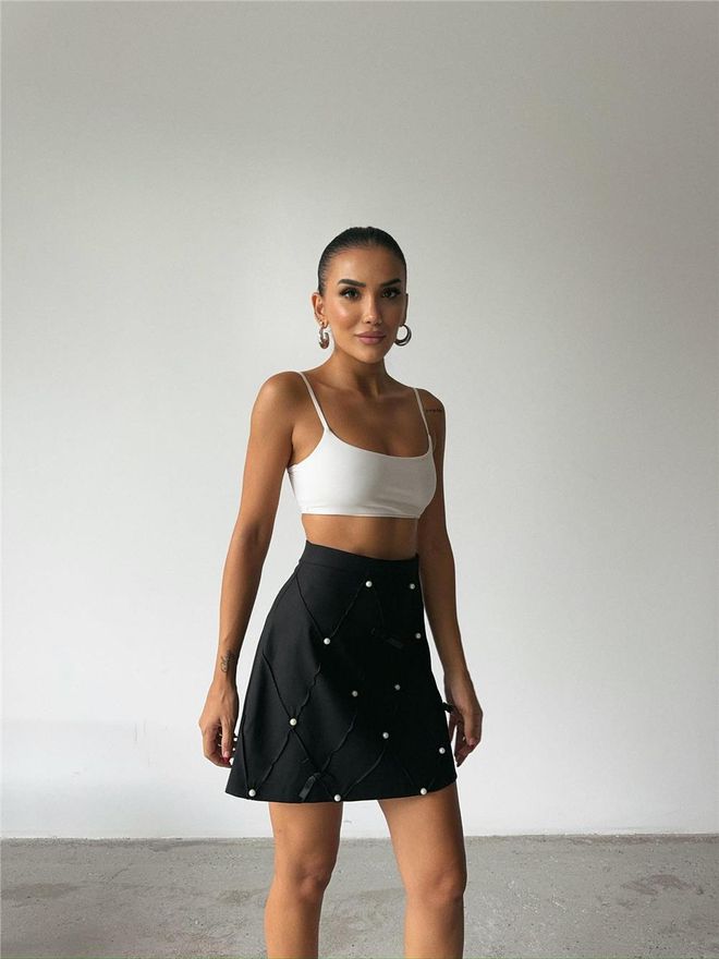 Ello Minifalda Con Detalle De Cinta De Perlas Negro Ropa al por mayor Formal