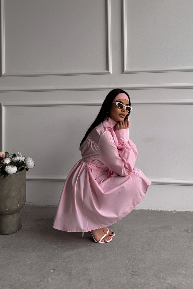 Ello Front Buttoned Poplin Flared Dress Lacing Belt Detailed Wholesale Clothing Dating